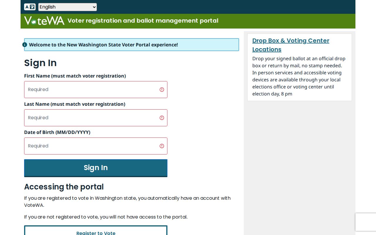 VoteWA screen used in a Bremerton resident lookup